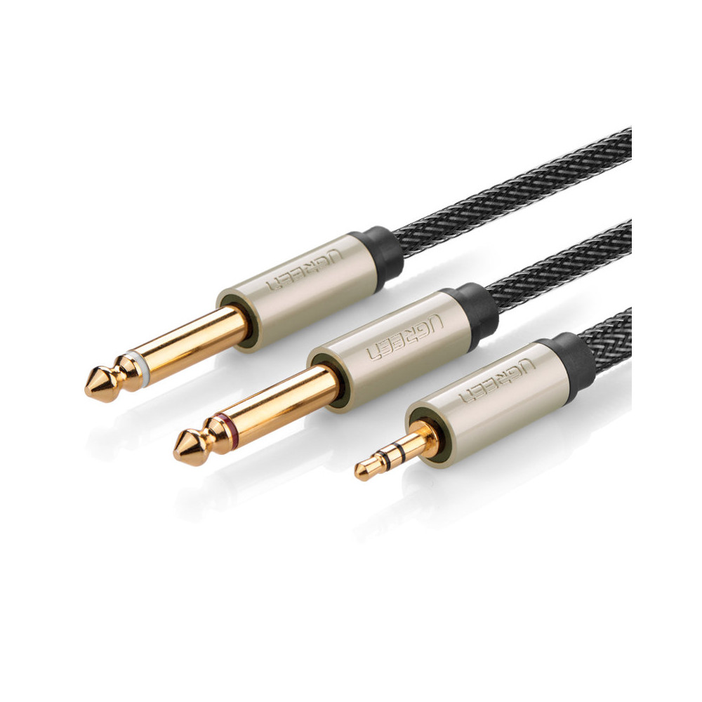 Distribuidor de audio de cable de cable Mini Jack 3.5 mm - 2x Jack 6.35mm 1m gris