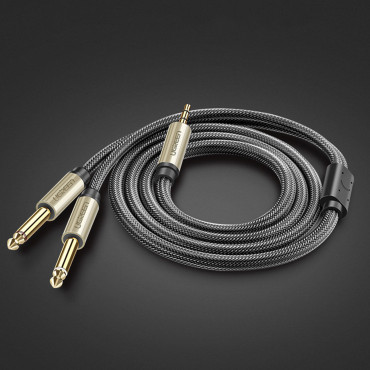 Kabelski kabel Audio distributer Mini Jack 3,5 mm - 2x Jack 6.35mm 1m sivo