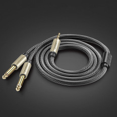 Kabelkabel Audio Distributör Mini Jack 3,5 mm - 2x Jack 6.35mm 1m grå