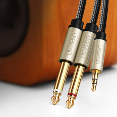 Kabelkabel Audio Distributör Mini Jack 3,5 mm - 2x Jack 6.35mm 1m grå