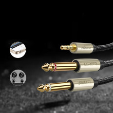 Kabelkabel Audio Distributör Mini Jack 3,5 mm - 2x Jack 6.35mm 1m grå