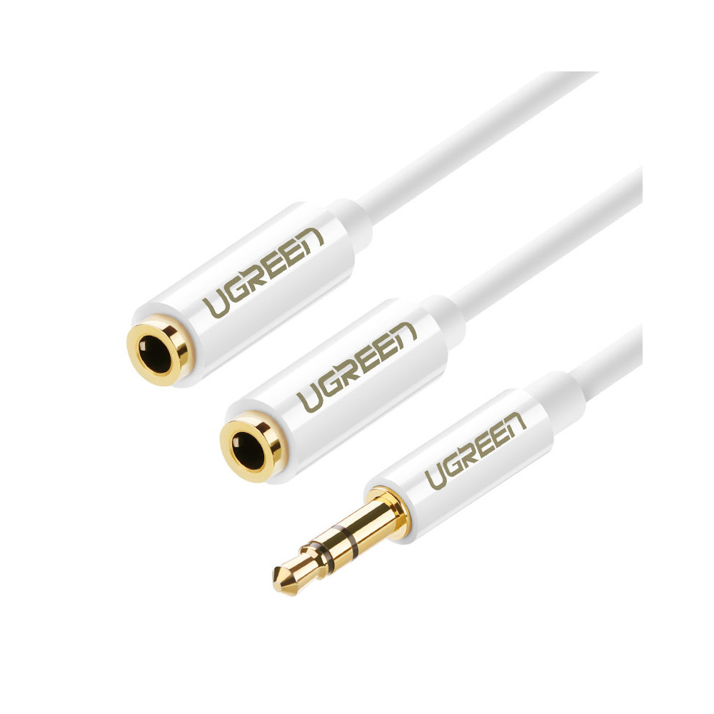 Distribuidor Auriculares Alambre Mini Jack 3.5 mm en 2x Mini Jack 3.5mm 20 cm blanco