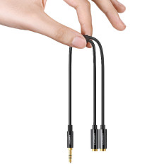Distributör hörlurar Wire Mini Jack 3,5 mm på 2x mini jack 3.5mm 20cm vit
