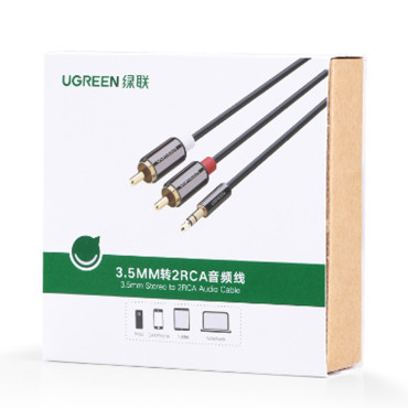 Kabeļu audio kabelis 3,5 mm mini jack - 2rca 1.5m Black