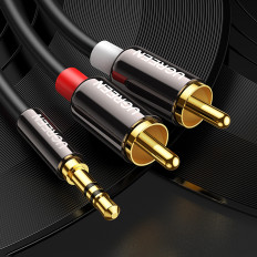 Kabeļu audio kabelis 3,5 mm mini jack - 2rca 1.5m Black