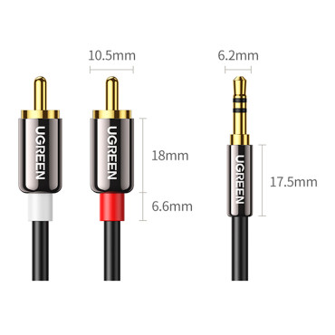 Kabeļu audio kabelis 3,5 mm mini jack - 2rca 1.5m Black