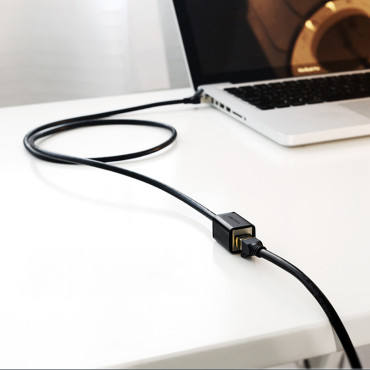 F / UTP Ethernet RJ45 CAT sieťový kábel predlžovací kábel. 6 1000 MB / s 1M čierna