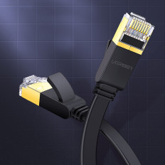 Network Cable Flat PatchCord U / FTP kat. 7 10GB / s 0.5m sort