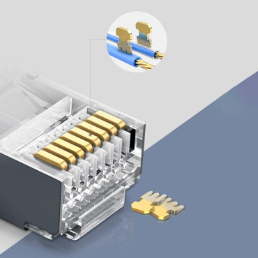RJ45 galu spraudnis 8P8C UTP kaķim. 6 sudrabs - kopums 10gab.