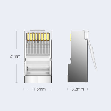 RJ45 Tips Plugin för 8P8C UTP Cat. 6 silver - en uppsättning av 10st.