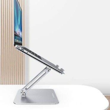 Ställ Folding Tablet Laptop Tablet för stående arbetsilver