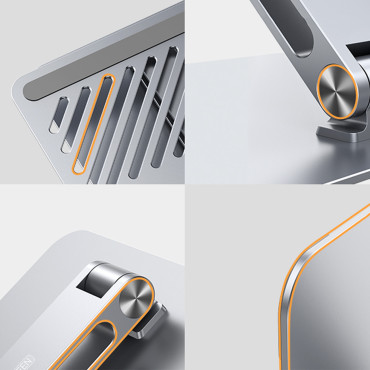Ställ Folding Tablet Laptop Tablet för stående arbetsilver