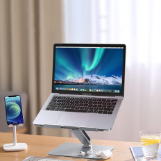 Ställ Folding Tablet Laptop Tablet för stående arbetsilver