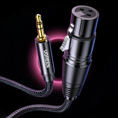 Ljudkabelkabel 3.5mm Mini Jack (Man) - XLR (Kvinna) 1m Svart