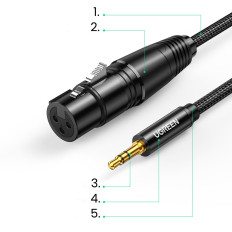 Ljudkabelkabel 3.5mm Mini Jack (Man) - XLR (Kvinna) 1m Svart