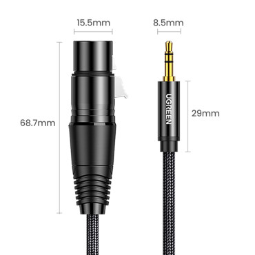 Audio cable cable 3.5mm Mini Jack (Muž) - XLR (Žena) 1M čierna