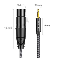 Ljudkabelkabel 3.5mm Mini Jack (Man) - XLR (Kvinna) 1m Svart