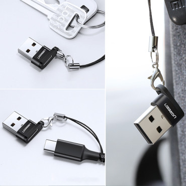 Adapteradapteruttag med USB-C-kontakt på USB-svart