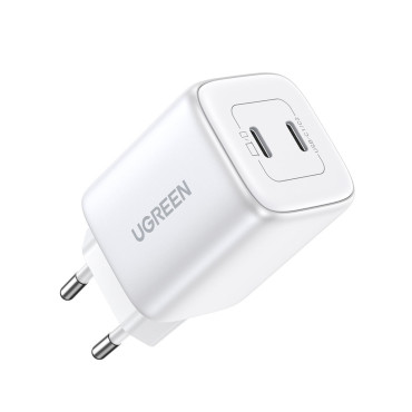Snabb Gan 2x USB-C 45W QC PD Vit