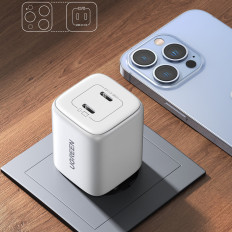 Snabb Gan 2x USB-C 45W QC PD Vit