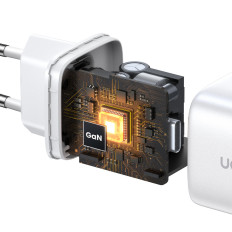 Snabb Gan 2x USB-C 45W QC PD Vit