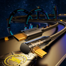 Γωνιακό καλώδιο USB-C για γρήγορη φόρτιση και μεταφορά δεδομένων 100W 1.2m μαύρο