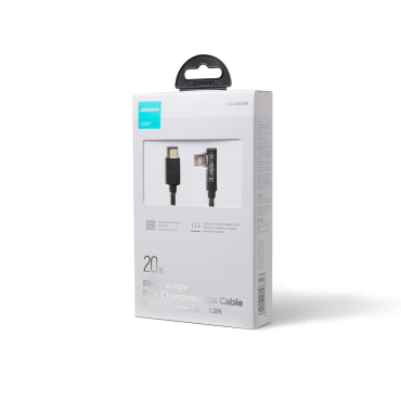 Vinkel iPhone Lightning Cable - USB-C for rask lading 20W 1.2m svart