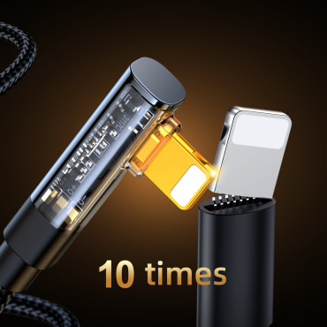Vinkel iPhone Lightning Cable - USB-C för snabb laddning 20W 1.2m svart