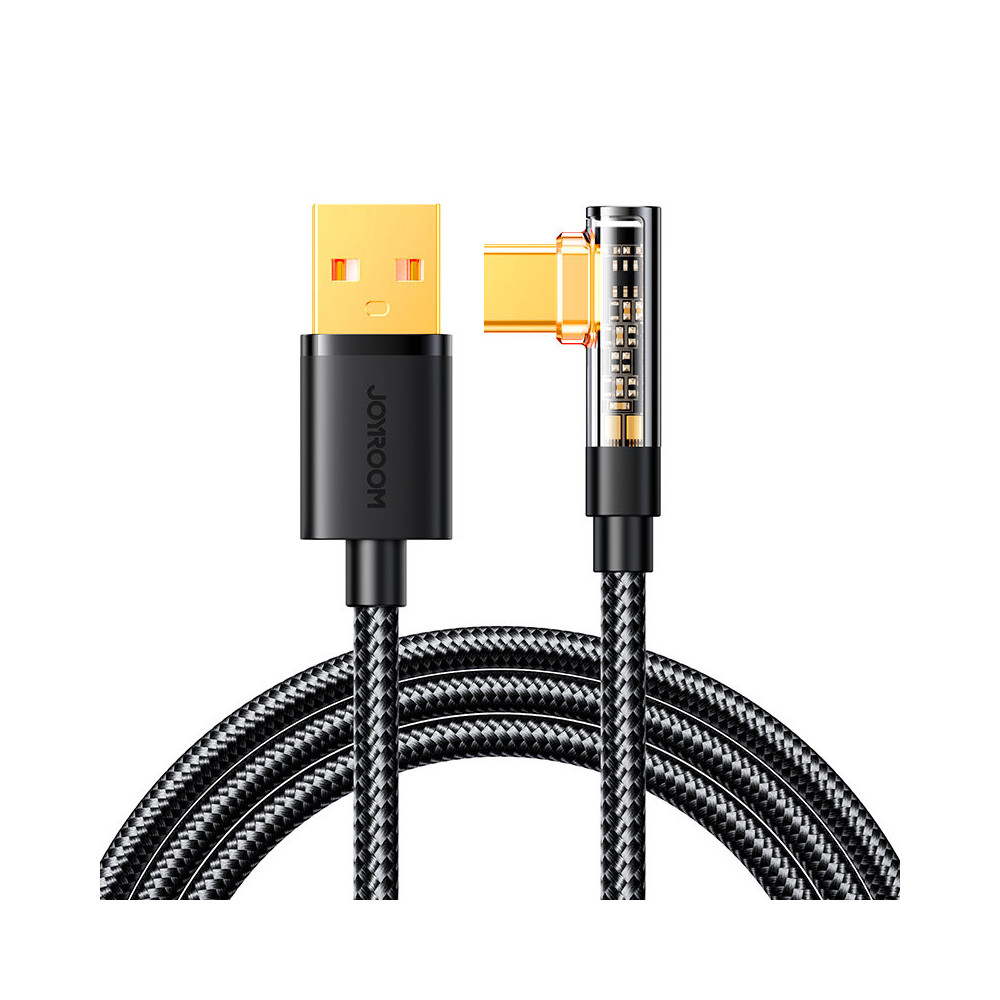 Vinklad USB-C-kabel - USB för snabb lastning och dataöverföring 3a 1.2m svart