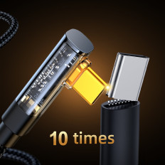 ANGLED USB-C kabel - USB za hitro nakladanje in prenos podatkov 3a 1.2m Črna