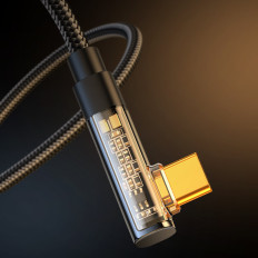 Hoekige USB-C-kabel - USB voor snel laden en gegevensoverdracht 3A 1.2m zwart