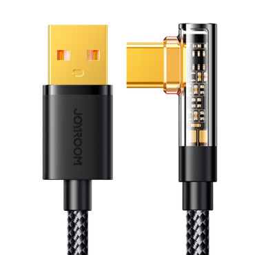 Vinklad USB-C-kabel - USB för snabb lastning och dataöverföring 3a 1.2m svart