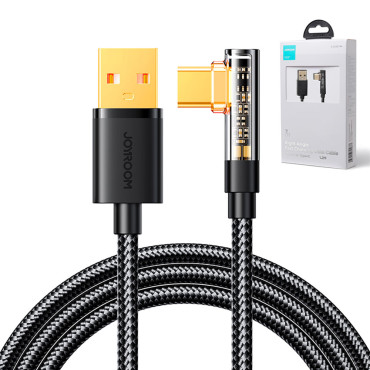 Vinklad USB-C-kabel - USB för snabb lastning och dataöverföring 3a 1.2m svart