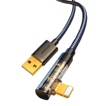 Cabo angular do iPhone do iPhone - USB para carregamento e transferência de dados 2.4a 1.2m Preto