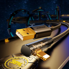 Cable de rayos angular para iPhone - USB para carga y transferencia de datos 2.4A 1.2m negro