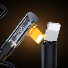 Kampinis iPhone žaibo kabelis - USB užkrovimo ir duomenų perdavimo 2.4a 1.2m juoda
