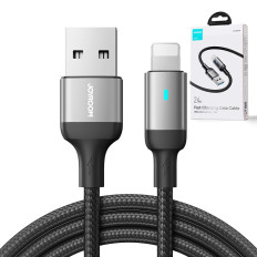 Kabeļu iPhone Wire USB - Zibens ātrai uzlādēšanai A10 Series 2.4a 2m melns