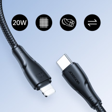 Kabeļu kabelis IPHONE pārsniegts sērija USB-C - Zibens 20W 1.2m Black