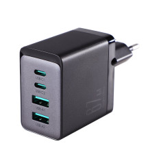GAN 67W 2X USB 2X USB-C + USB-C-Kabelladegerät 1.2m Schwarz