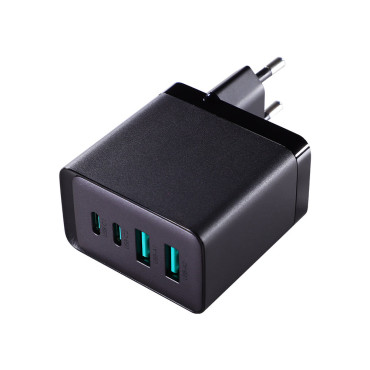 GAN 67W 2X USB 2X USB-C + USB-C kabelski punjač 1.2m Crna