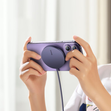 Chargeur magnétique magnétique simple simple Magsafe Qi 15W violet
