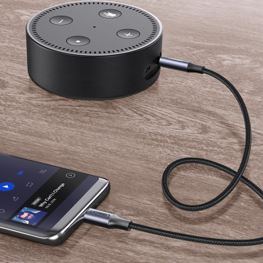 Kabeļu audio kabelis USB-C slotā - mini ligzda 3.5mm 1m pelēks