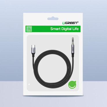 Cabo de áudio de cabo no slot USB-C - Mini Jack 3.5mm 1m cinza