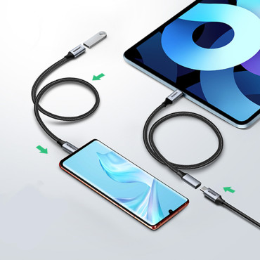 Slitesterkt USB-C-kabelforlengelseskabel 3.1 10 GB / s 1m grå