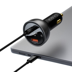 USB USB-C Autolader PD3.1 140W + USB-C 1M Kabel Zwart