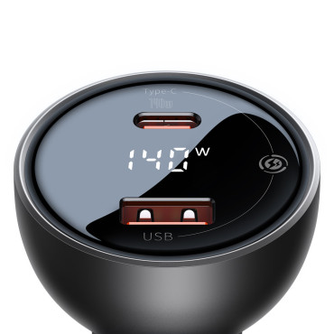 Chargeur de voiture USB-C USB PD3.1 140W + Câble USB-C 1M Noir