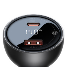 USB USB-C autós töltő PD3.1 140W + USB-C 1M Kábel fekete