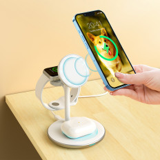3in1 Stand Indukcijska nakladalna postaja za iPhone AirPodS Pro Apple Oglejte si črno
