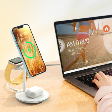3in1 Stand Indukcijska nakladalna postaja za iPhone AirPodS Pro Apple Oglejte si črno