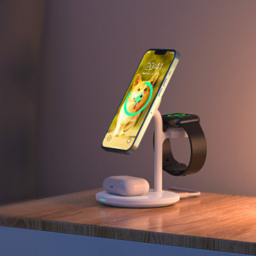 3in1 Stand Indukcijska nakladalna postaja za iPhone AirPodS Pro Apple Oglejte si črno